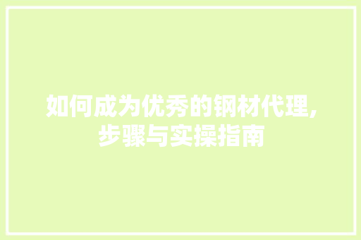 如何成为优秀的钢材代理,步骤与实操指南