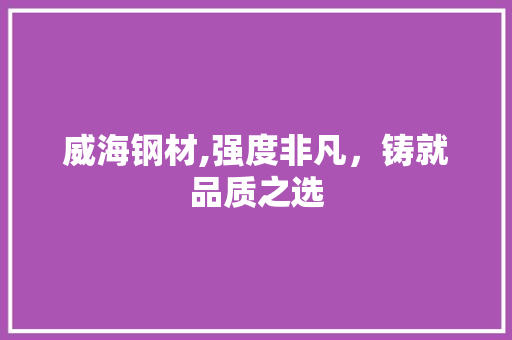 威海钢材,强度非凡，铸就品质之选