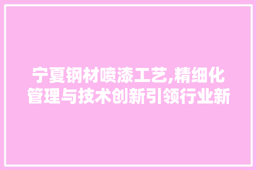 宁夏钢材喷漆工艺,精细化管理与技术创新引领行业新篇章
