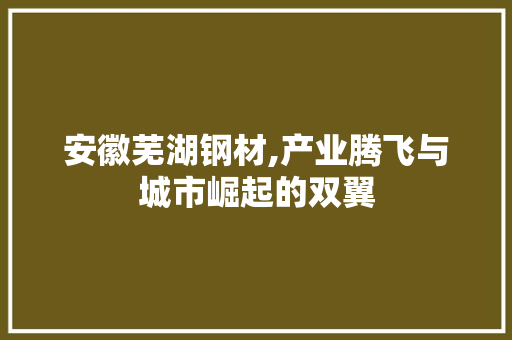 安徽芜湖钢材,产业腾飞与城市崛起的双翼