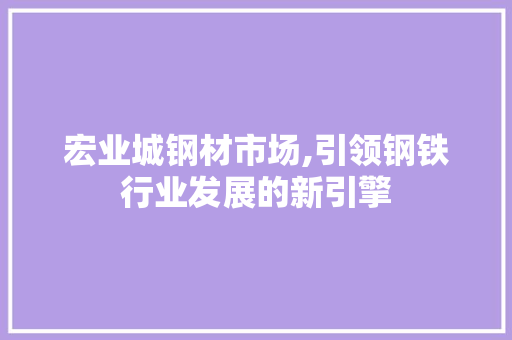 宏业城钢材市场,引领钢铁行业发展的新引擎