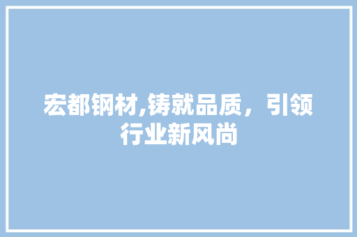 宏都钢材,铸就品质，引领行业新风尚