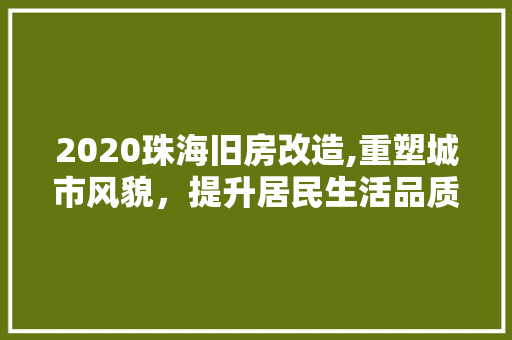 2020珠海旧房改造,重塑城市风貌，提升居民生活品质
