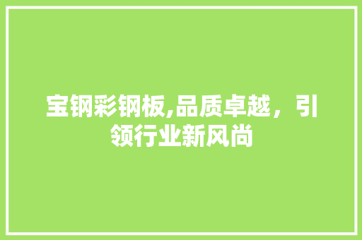 宝钢彩钢板,品质卓越，引领行业新风尚