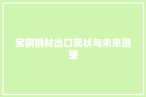 宝钢钢材出口现状与未来展望