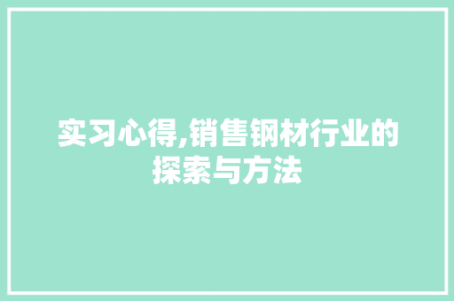 实习心得,销售钢材行业的探索与方法