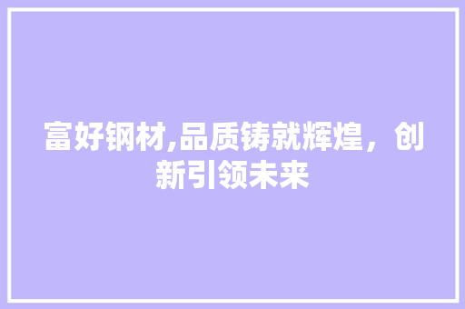 富好钢材,品质铸就辉煌，创新引领未来