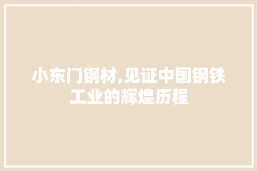 小东门钢材,见证中国钢铁工业的辉煌历程