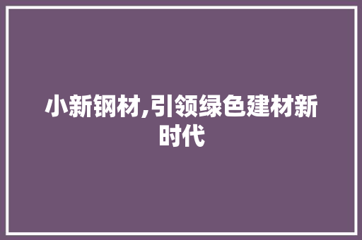 小新钢材,引领绿色建材新时代