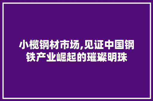 小榄钢材市场,见证中国钢铁产业崛起的璀璨明珠
