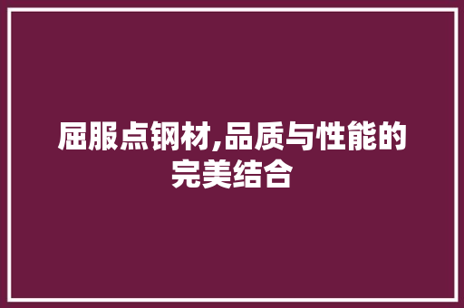 屈服点钢材,品质与性能的完美结合