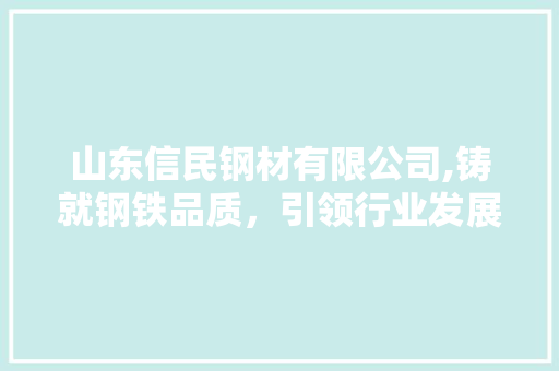 山东信民钢材有限公司,铸就钢铁品质，引领行业发展