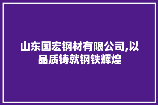 山东国宏钢材有限公司,以品质铸就钢铁辉煌