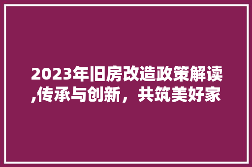 2023年旧房改造政策解读,传承与创新，共筑美好家园