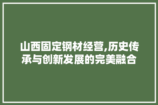 山西固定钢材经营,历史传承与创新发展的完美融合