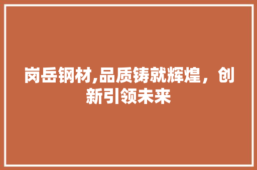 岗岳钢材,品质铸就辉煌，创新引领未来