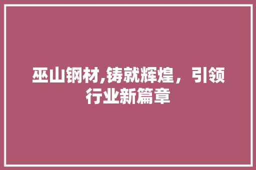 巫山钢材,铸就辉煌，引领行业新篇章