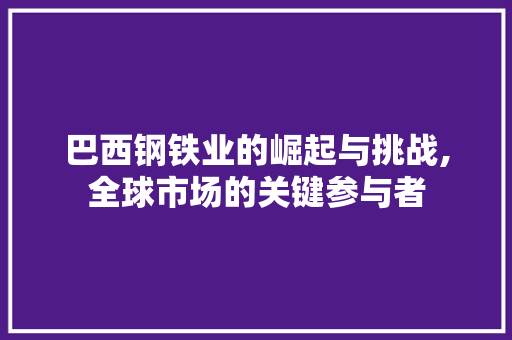 巴西钢铁业的崛起与挑战,全球市场的关键参与者