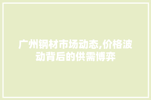 广州钢材市场动态,价格波动背后的供需博弈