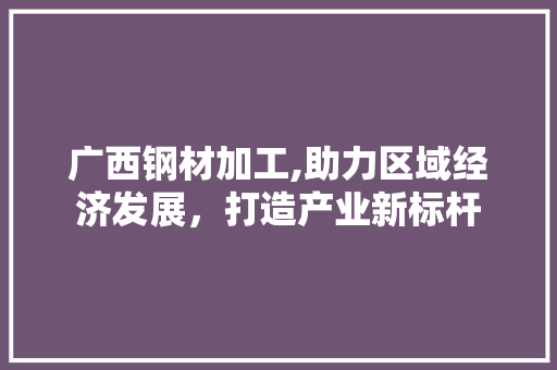 广西钢材加工,助力区域经济发展，打造产业新标杆