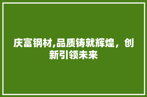 庆富钢材,品质铸就辉煌，创新引领未来