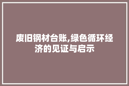 废旧钢材台账,绿色循环经济的见证与启示