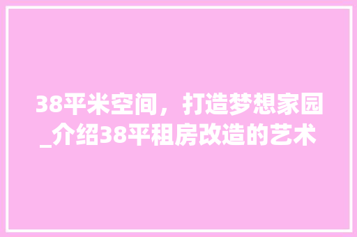 38平米空间，打造梦想家园_介绍38平租房改造的艺术与智慧