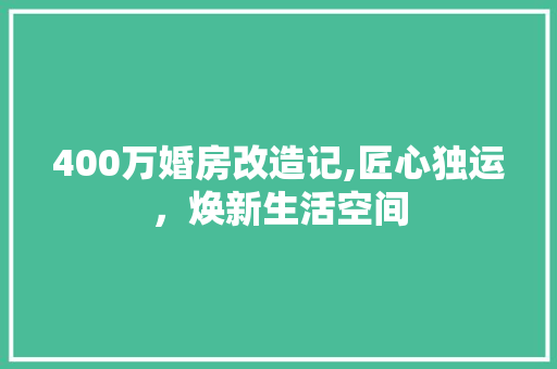 400万婚房改造记,匠心独运，焕新生活空间
