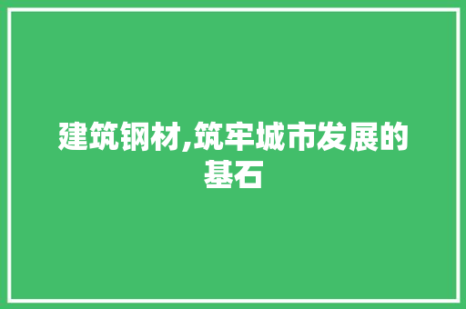 建筑钢材,筑牢城市发展的基石