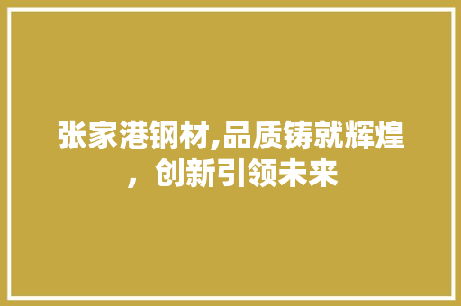 张家港钢材,品质铸就辉煌，创新引领未来