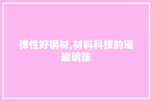 弹性好钢材,材料科技的璀璨明珠
