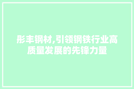 彤丰钢材,引领钢铁行业高质量发展的先锋力量