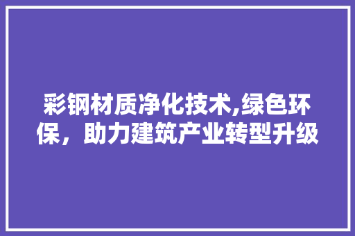 彩钢材质净化技术,绿色环保，助力建筑产业转型升级