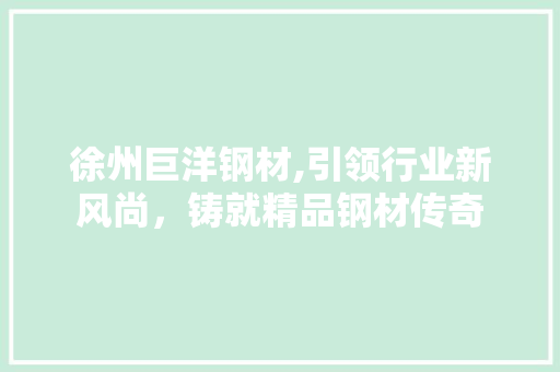 徐州巨洋钢材,引领行业新风尚，铸就精品钢材传奇