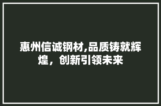 惠州信诚钢材,品质铸就辉煌，创新引领未来