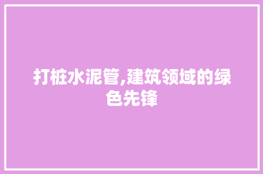 打桩水泥管,建筑领域的绿色先锋
