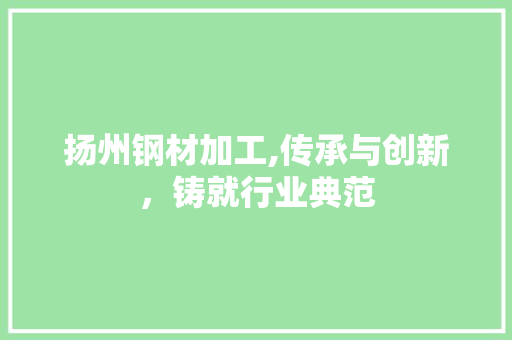 扬州钢材加工,传承与创新，铸就行业典范