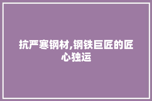 抗严寒钢材,钢铁巨匠的匠心独运
