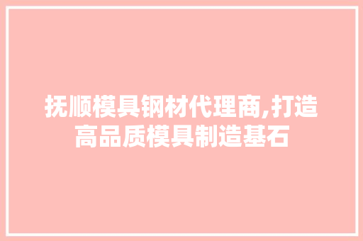 抚顺模具钢材代理商,打造高品质模具制造基石