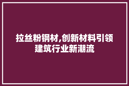 拉丝粉钢材,创新材料引领建筑行业新潮流