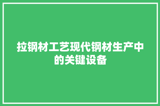 拉钢材工艺现代钢材生产中的关键设备