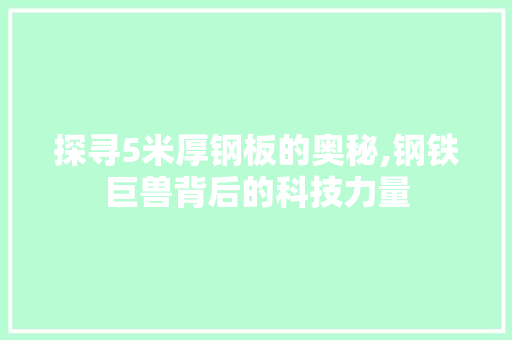探寻5米厚钢板的奥秘,钢铁巨兽背后的科技力量