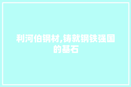 利河伯钢材,铸就钢铁强国的基石