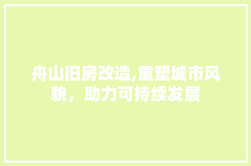 舟山旧房改造,重塑城市风貌，助力可持续发展