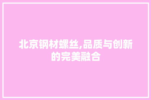 北京钢材螺丝,品质与创新的完美融合