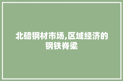 北碚钢材市场,区域经济的钢铁脊梁