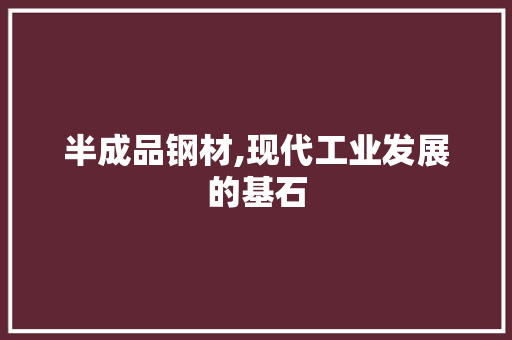 半成品钢材,现代工业发展的基石