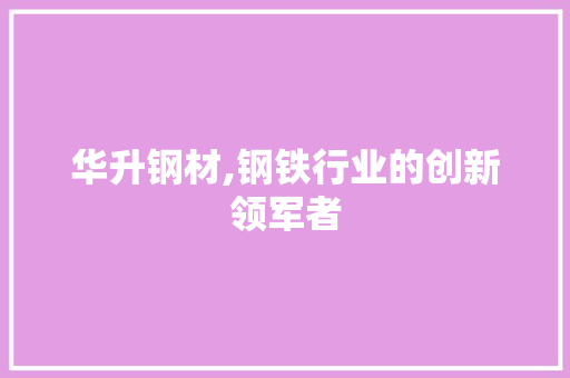 华升钢材,钢铁行业的创新领军者