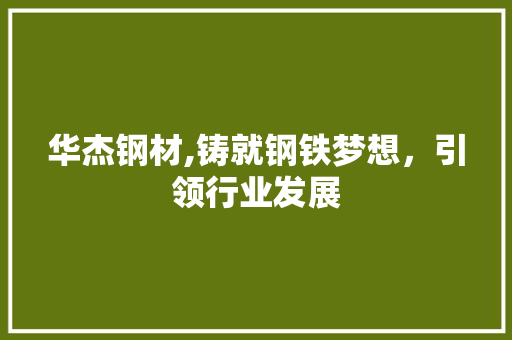 华杰钢材,铸就钢铁梦想，引领行业发展