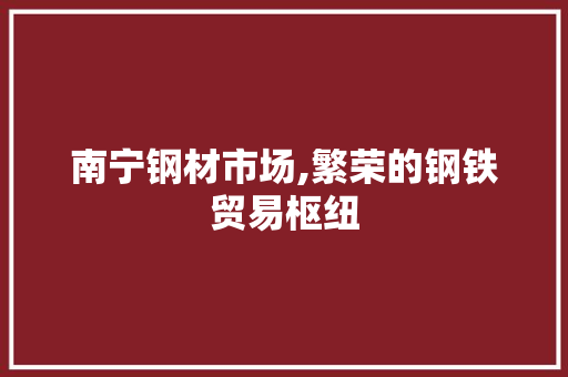 南宁钢材市场,繁荣的钢铁贸易枢纽